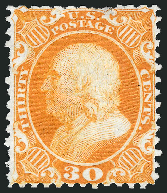 US Stamp Value Scott Cat. # 46: 1875 30c Franklin Reprint. Robert Siegel Auction Galleries, Oct 2010, Sale 997, Lot 5322