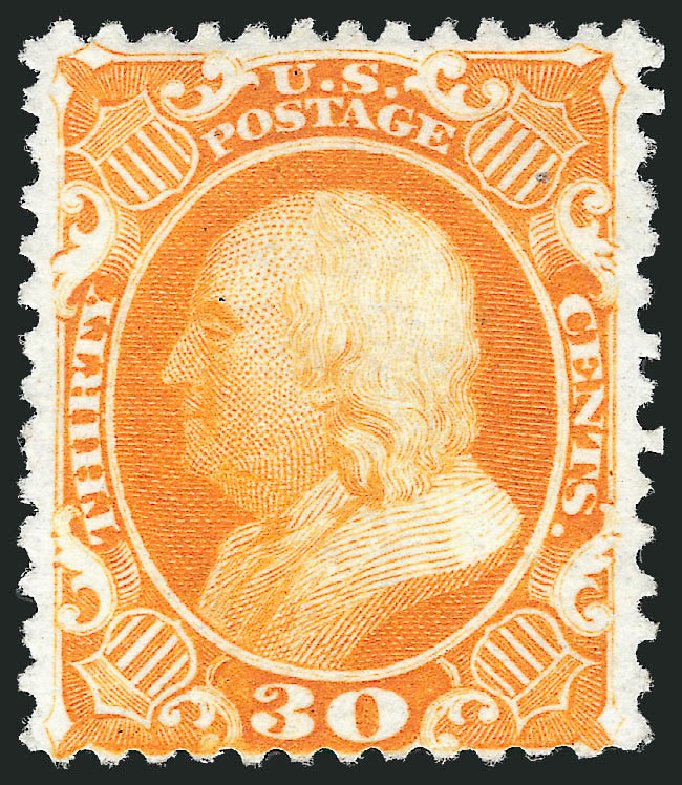 Costs of US Stamps Scott Catalog #46 - 30c 1875 Franklin Reprint. Robert Siegel Auction Galleries, Mar 2012, Sale 1021, Lot 203