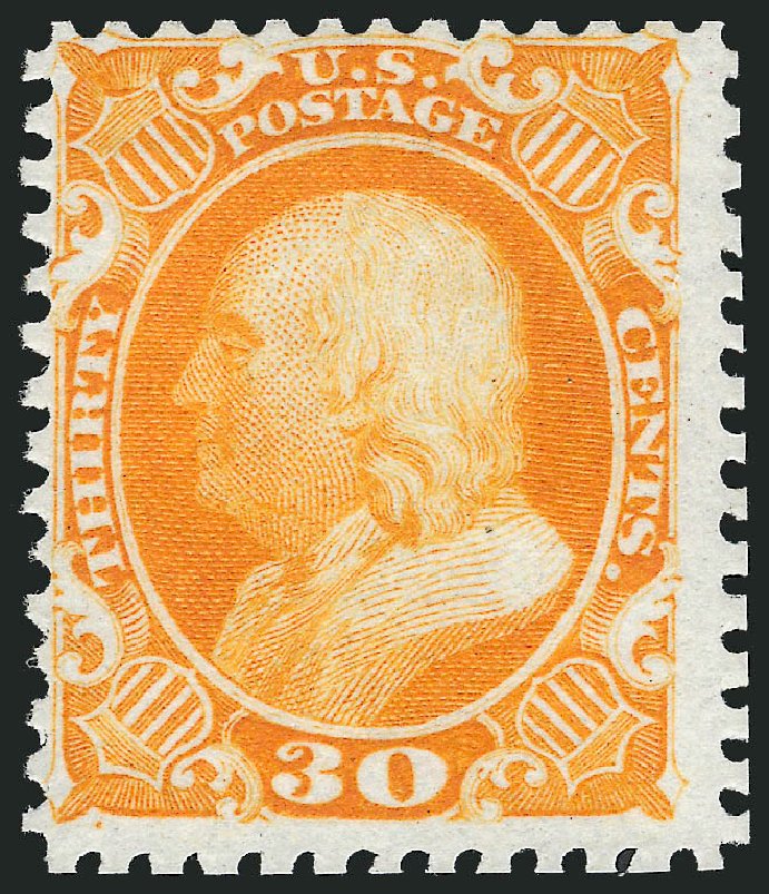 US Stamp Values Scott Cat. #46 - 30c 1875 Franklin Reprint. Robert Siegel Auction Galleries, Nov 2013, Sale 1057, Lot 606