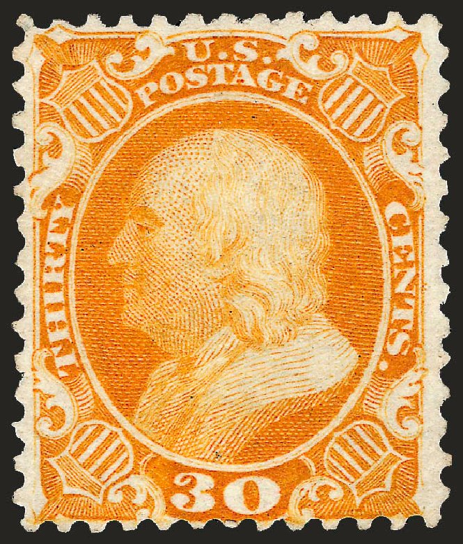 Value of US Stamps Scott # 46 - 1875 30c Franklin Reprint. Robert Siegel Auction Galleries, Sep 2008, Sale 962, Lot 2316