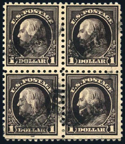 US Stamps Price Scott Catalogue # 460: US$1.00 1916 Franklin Perf 10. Harmer-Schau Auction Galleries, Jun 2008, Sale 78, Lot 1577