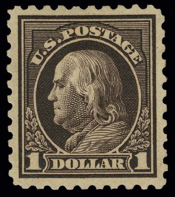 US Stamps Price Scott Cat. #460: 1916 US$1.00 Franklin Perf 10. H.R. Harmer, May 2014, Sale 3005, Lot 1287