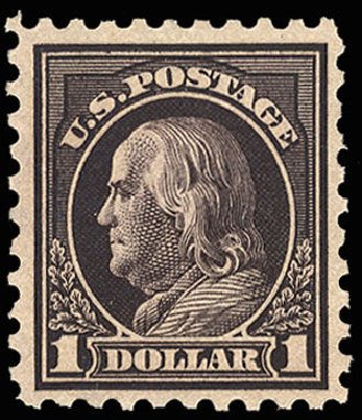 US Stamp Value Scott Cat. 460: 1916 US$1.00 Franklin Perf 10. Cherrystone Auctions, Nov 2008, Sale 200811, Lot 1118