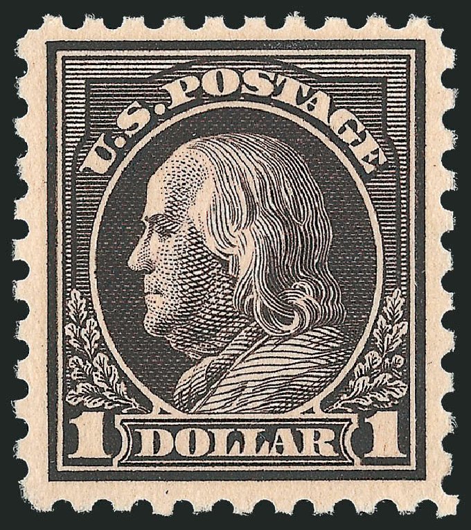 Prices of US Stamp Scott Catalogue 460: 1916 US$1.00 Franklin Perf 10. Robert Siegel Auction Galleries, Jul 2013, Sale 1050, Lot 578