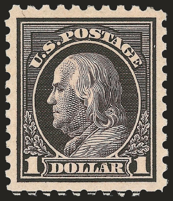 Prices of US Stamp Scott Catalog 460: US$1.00 1916 Franklin Perf 10. Robert Siegel Auction Galleries, Dec 2009, Sale 982, Lot 5858
