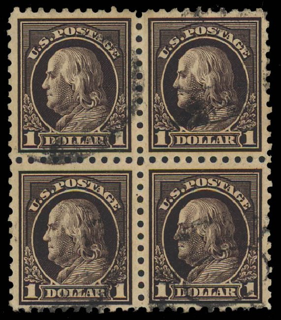 Value of US Stamps Scott Catalogue # 460: US$1.00 1916 Franklin Perf 10. Daniel Kelleher Auctions, Apr 2012, Sale 629, Lot 349