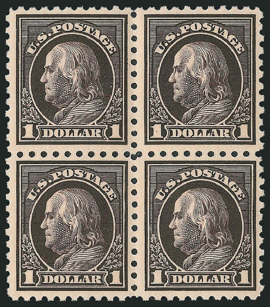 Values of US Stamp Scott Cat. 460 - 1916 US$1.00 Franklin Perf 10. Robert Siegel Auction Galleries, Mar 2013, Sale 1040, Lot 1839