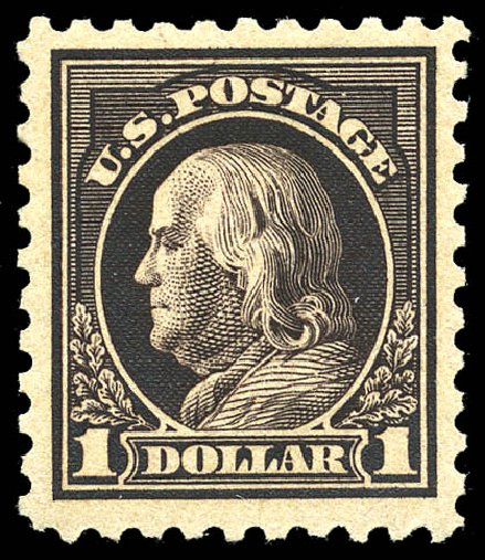 Price of US Stamps Scott Catalogue # 460 - 1916 US$1.00 Franklin Perf 10. Matthew Bennett International, May 2014, Sale 350, Lot 610