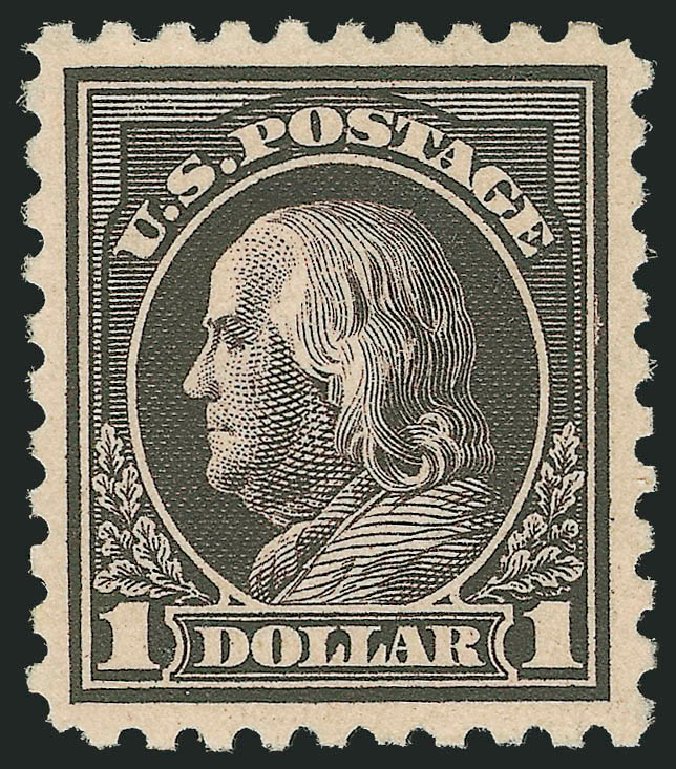Value of US Stamp Scott Catalogue 460: US$1.00 1916 Franklin Perf 10. Robert Siegel Auction Galleries, Oct 2010, Sale 997, Lot 6020