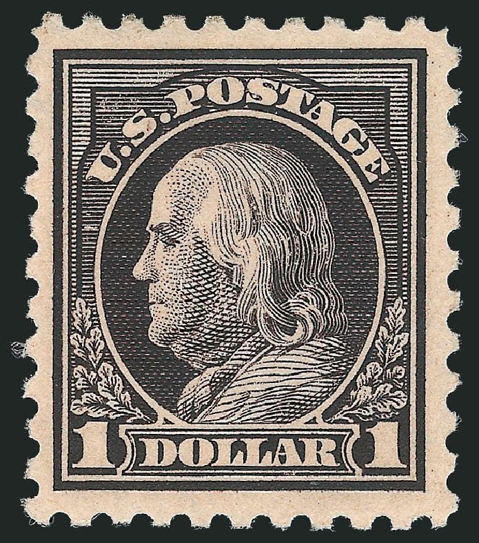 US Stamp Values Scott Cat. 460: 1916 US$1.00 Franklin Perf 10. Robert Siegel Auction Galleries, Nov 2013, Sale 1061, Lot 3942