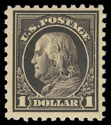 Price of US Stamp Scott Catalog #460 - 1916 US$1.00 Franklin Perf 10. Matthew Bennett International, Sep 2010, Sale 333, Lot 3763