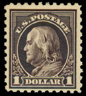 US Stamps Price Scott Catalogue # 460 - US$1.00 1916 Franklin Perf 10. Daniel Kelleher Auctions, Sep 2013, Sale 639, Lot 3583