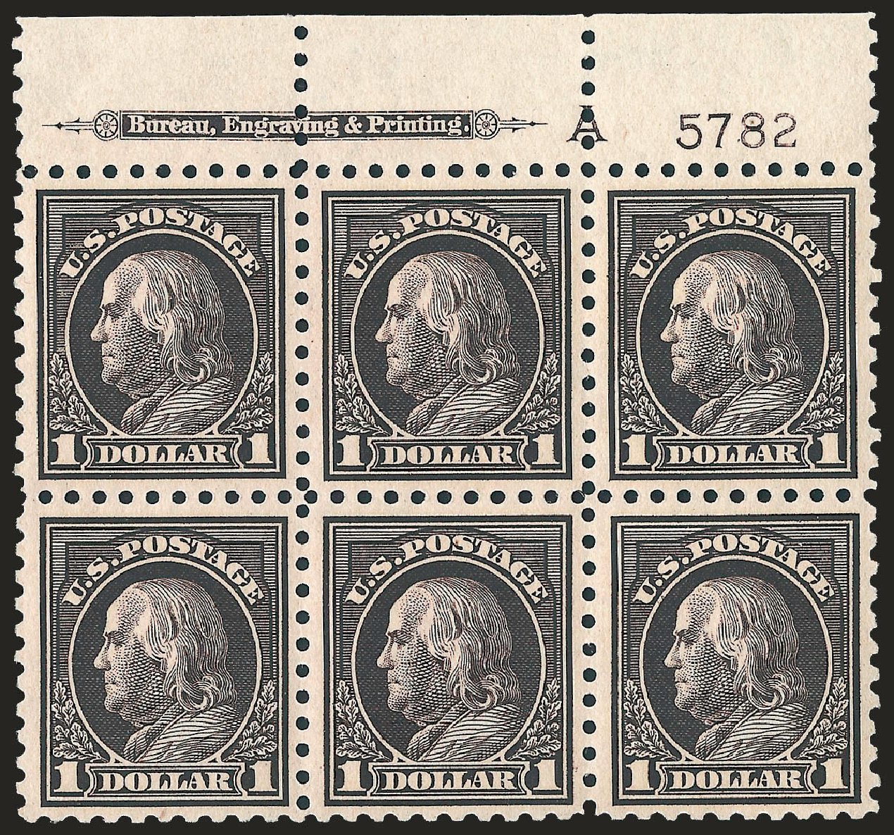 US Stamp Price Scott Cat. 460 - 1916 US$1.00 Franklin Perf 10. Robert Siegel Auction Galleries, Apr 2009, Sale 971, Lot 1823