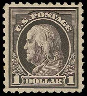 Prices of US Stamp Scott Catalog #460: US$1.00 1916 Franklin Perf 10. H.R. Harmer, Jun 2013, Sale 3003, Lot 1316