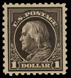 US Stamps Prices Scott Cat. # 460 - US$1.00 1916 Franklin Perf 10. H.R. Harmer, May 2014, Sale 3005, Lot 1286