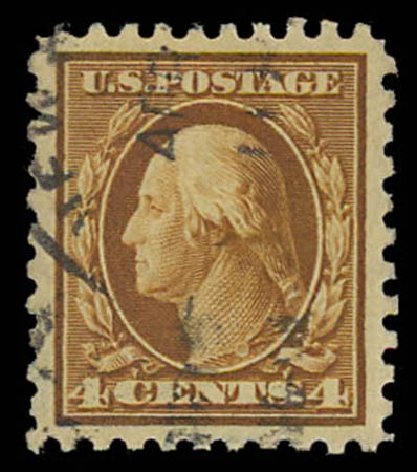 US Stamp Value Scott Cat. 465 - 4c 1916 Washington Perf 10. Daniel Kelleher Auctions, Oct 2011, Sale 626, Lot 387
