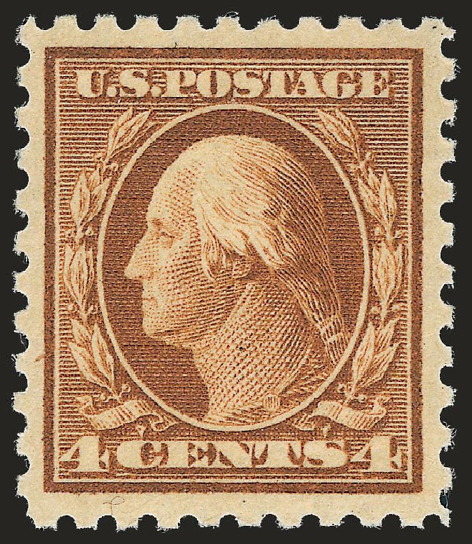 US Stamps Values Scott Catalog 465 - 4c 1916 Washington Perf 10. Robert Siegel Auction Galleries, Sep 2009, Sale 976, Lot 2054