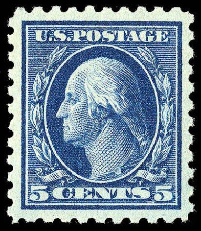 US Stamps Prices Scott #466 - 1916 5c Washington Perf 10. Matthew Bennett International, Apr 2008, Sale 326, Lot 430