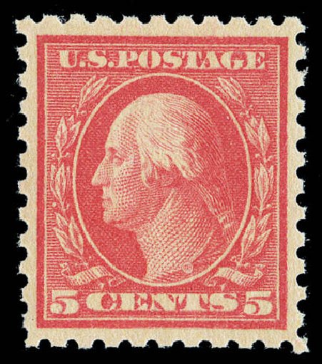 Value of US Stamp Scott Cat. 467: 5c 1917 Washington Perf 10 error. Matthew Bennett International, Sep 2012, Sale 345, Lot 357