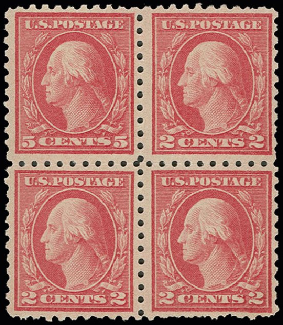 Values of US Stamp Scott Cat. #467: 1917 5c Washington Perf 10 error. H.R. Harmer, Jun 2013, Sale 3003, Lot 1327