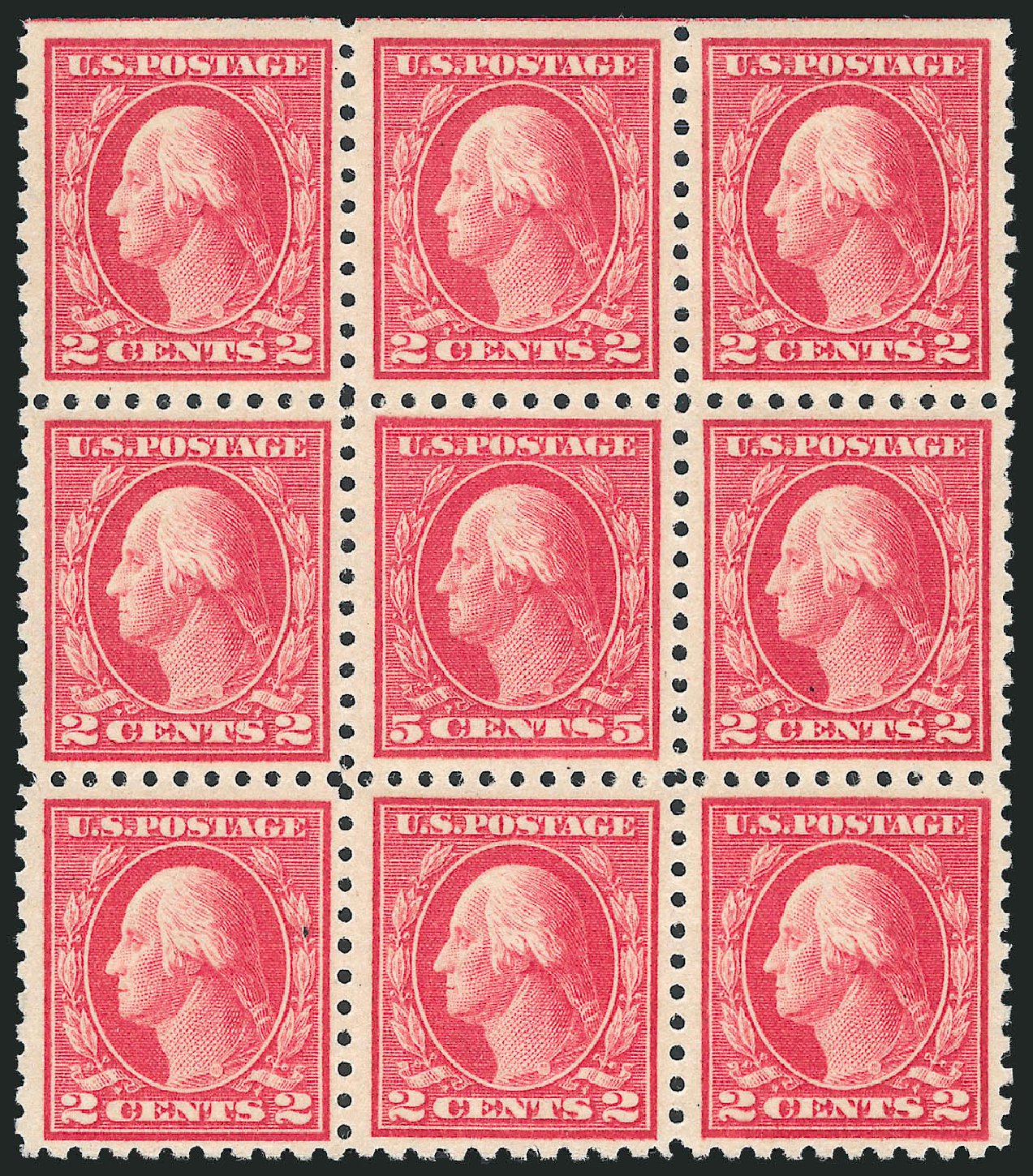 US Stamps Prices Scott Catalogue #467: 5c 1917 Washington Perf 10 error. Robert Siegel Auction Galleries, Mar 2012, Sale 1019, Lot 837