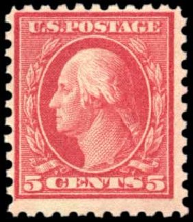 US Stamp Values Scott Cat. #467: 5c 1917 Washington Perf 10 error. Harmer-Schau Auction Galleries, Oct 2010, Sale 87, Lot 308