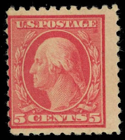 US Stamps Prices Scott Catalog #467: 1917 5c Washington Perf 10 error. Daniel Kelleher Auctions, Oct 2011, Sale 626, Lot 388
