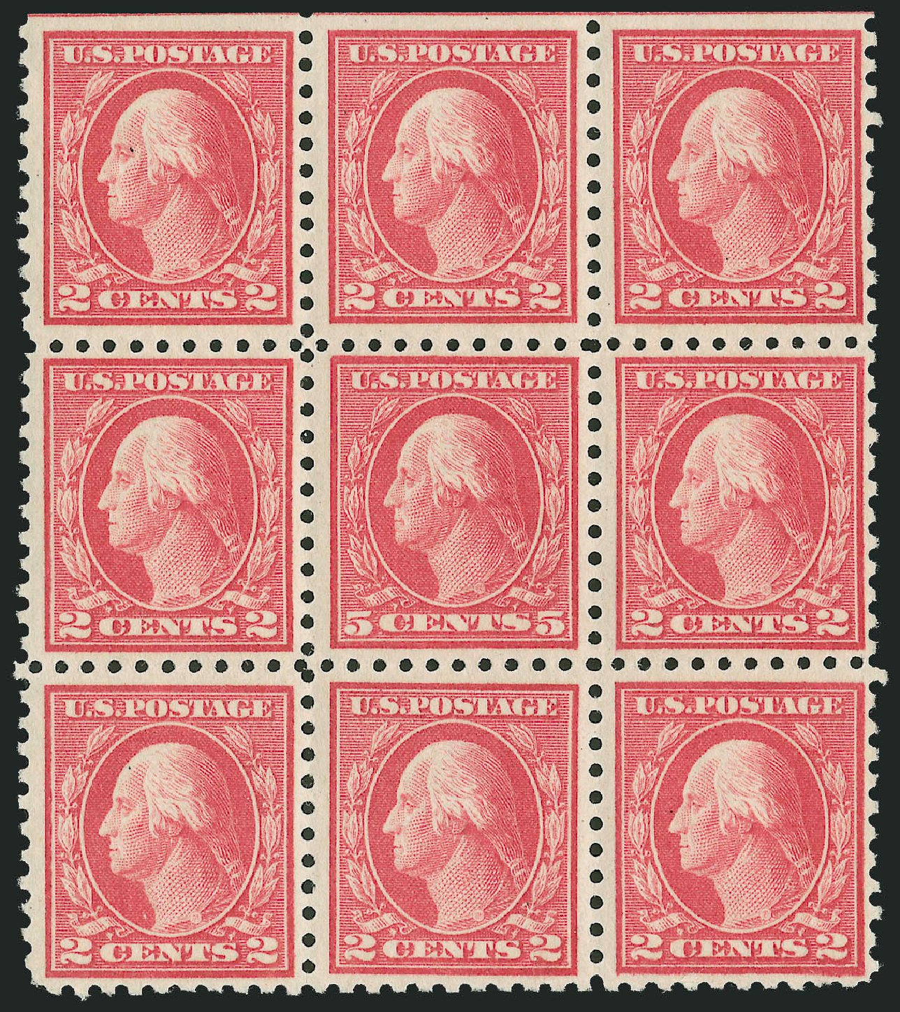 Cost of US Stamp Scott Catalog 467 - 1917 5c Washington Perf 10 error. Robert Siegel Auction Galleries, Jun 2012, Sale 1026, Lot 1428