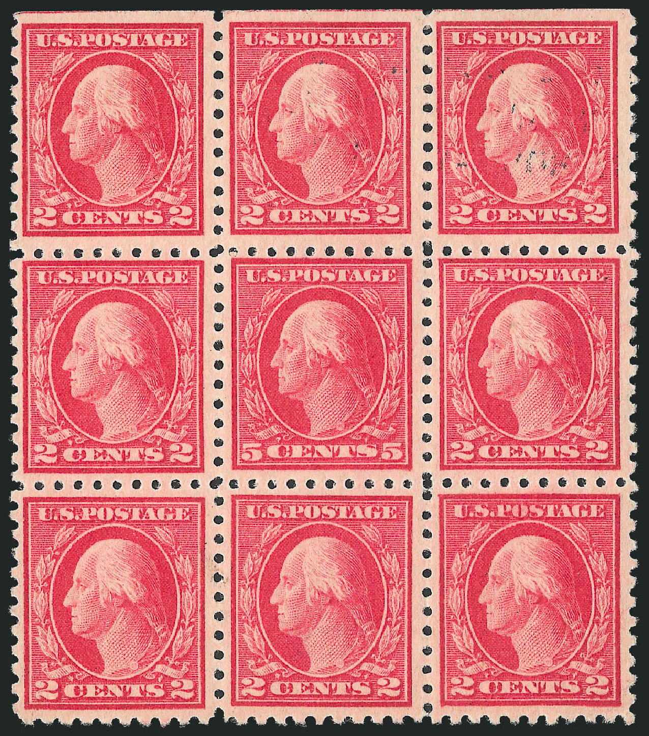 Cost of US Stamps Scott Catalogue # 467: 1917 5c Washington Perf 10 error. Robert Siegel Auction Galleries, Mar 2013, Sale 1040, Lot 1848