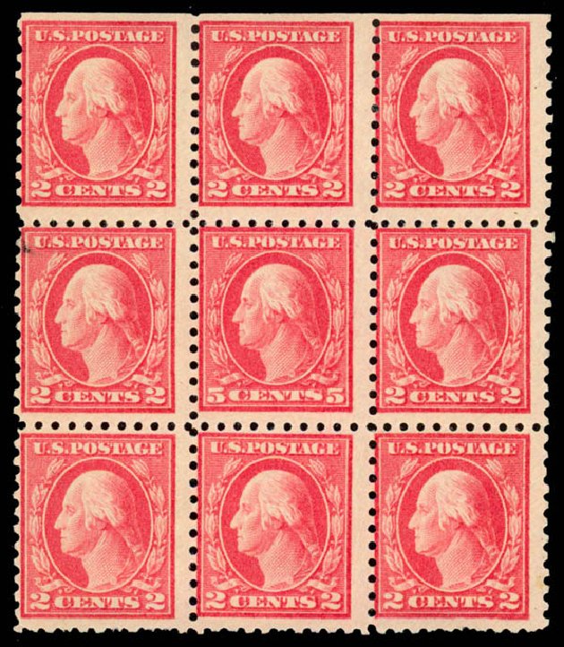 Value of US Stamps Scott Catalog 467 - 5c 1917 Washington Perf 10 error. Daniel Kelleher Auctions, Mar 2014, Sale 650, Lot 2639