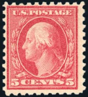 Cost of US Stamps Scott Cat. # 467 - 1917 5c Washington Perf 10 error. Harmer-Schau Auction Galleries, Oct 2009, Sale 83, Lot 440