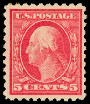Value of US Stamp Scott Catalog #467: 1917 5c Washington Perf 10 error. Daniel Kelleher Auctions, Mar 2014, Sale 648, Lot 2180