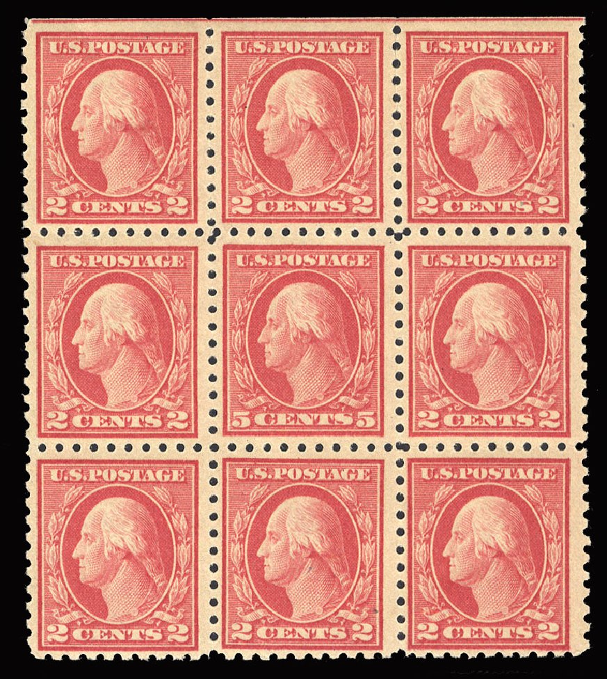 US Stamps Prices Scott Catalog 467 - 1917 5c Washington Perf 10 error. Cherrystone Auctions, Mar 2013, Sale 201303, Lot 81