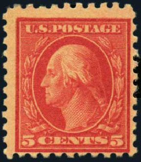 US Stamps Price Scott Catalog #467 - 1917 5c Washington Perf 10 error. Harmer-Schau Auction Galleries, Jan 2013, Sale 96, Lot 574