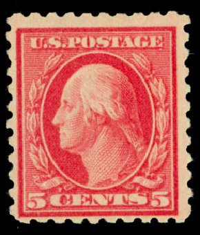 Values of US Stamps Scott #467: 1917 5c Washington Perf 10 error. Daniel Kelleher Auctions, Jan 2015, Sale 663, Lot 1814