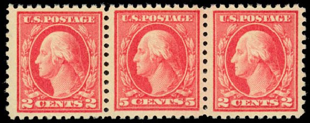 Values of US Stamp Scott # 467 - 5c 1917 Washington Perf 10 error. Daniel Kelleher Auctions, Jan 2015, Sale 663, Lot 1815