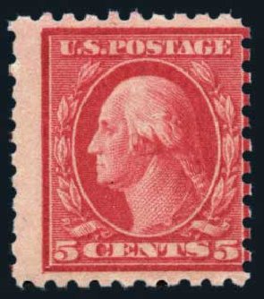 US Stamps Values Scott Catalogue #467 - 5c 1917 Washington Perf 10 error. Harmer-Schau Auction Galleries, Aug 2014, Sale 102, Lot 2032