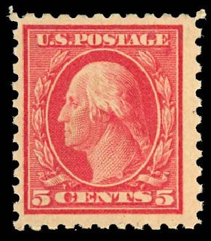 Value of US Stamps Scott Cat. #467 - 5c 1917 Washington Perf 10 error. Daniel Kelleher Auctions, Dec 2012, Sale 633, Lot 832