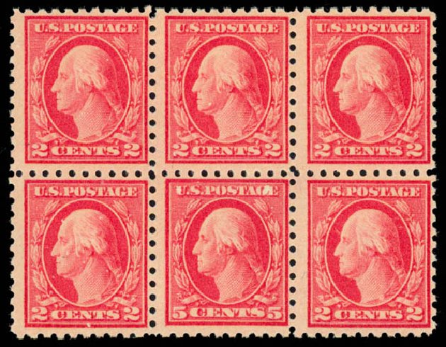 Price of US Stamp Scott Catalog # 467 - 1917 5c Washington Perf 10 error. Daniel Kelleher Auctions, Dec 2013, Sale 640, Lot 402