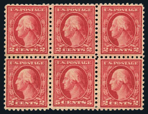 US Stamps Price Scott Cat. 467: 1917 5c Washington Perf 10 error. Harmer-Schau Auction Galleries, Aug 2014, Sale 102, Lot 2033