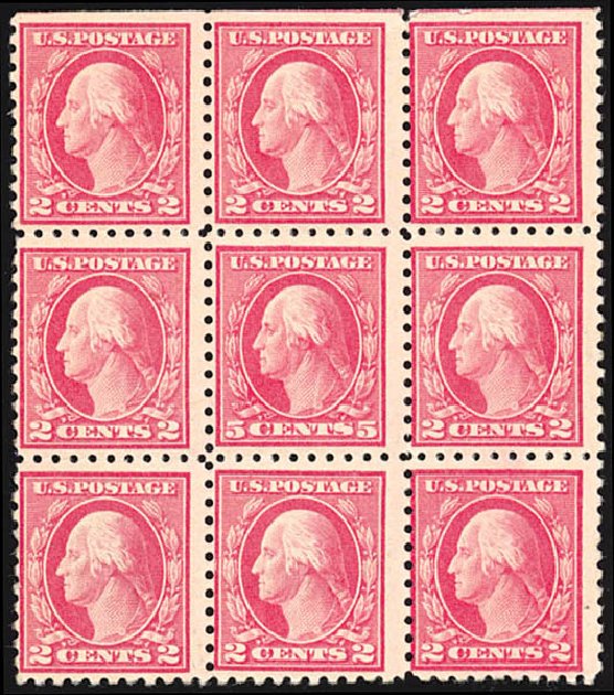 Prices of US Stamp Scott 467: 1917 5c Washington Perf 10 error. Schuyler J. Rumsey Philatelic Auctions, Apr 2015, Sale 60, Lot 2403