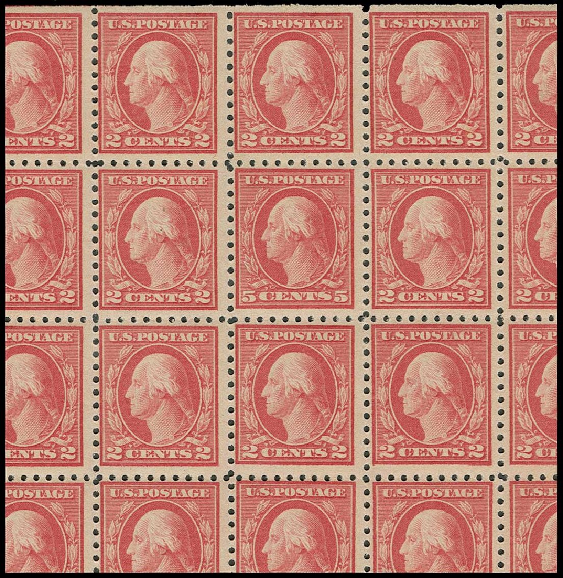 US Stamps Values Scott Catalogue # 467 - 1917 5c Washington Perf 10 error. H.R. Harmer, Jun 2013, Sale 3003, Lot 1326