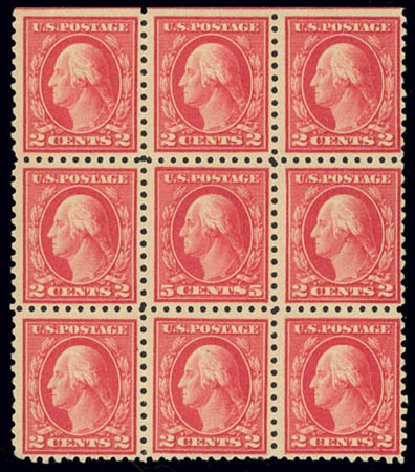 Prices of US Stamp Scott Catalogue #467: 1917 5c Washington Perf 10 error. Daniel Kelleher Auctions, Feb 2013, Sale 634, Lot 296