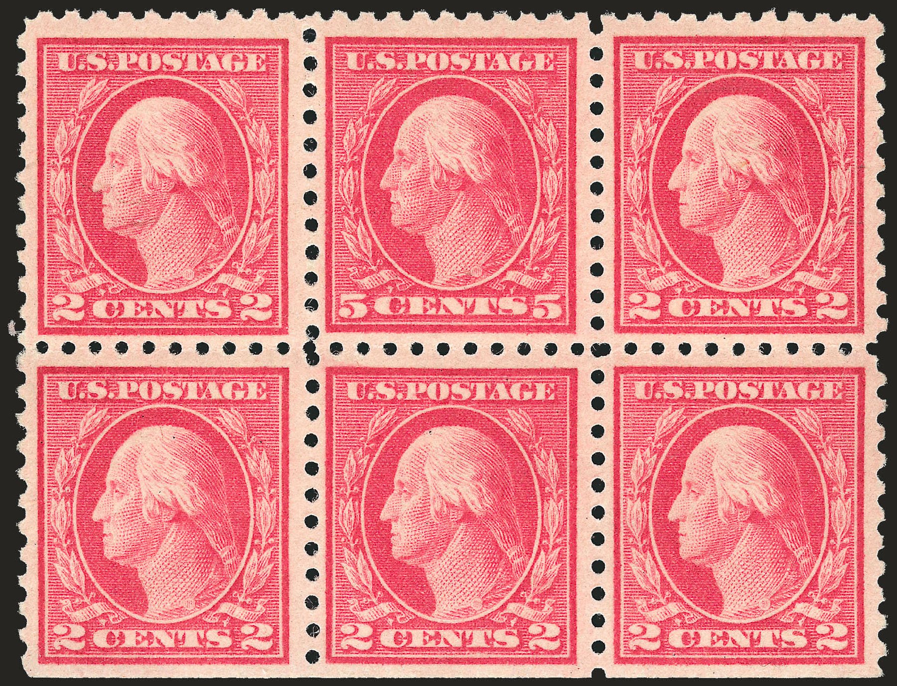 US Stamp Values Scott Cat. #467 - 1917 5c Washington Perf 10 error. Robert Siegel Auction Galleries, Oct 2008, Sale 963, Lot 1006