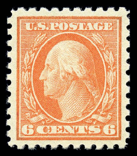 US Stamps Prices Scott #468: 1916 6c Washington Perf 10. Matthew Bennett International, Sep 2010, Sale 331, Lot 738