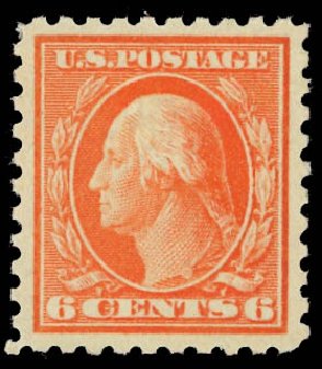 Value of US Stamp Scott Catalogue 468: 1916 6c Washington Perf 10. Daniel Kelleher Auctions, Jan 2012, Sale 628, Lot 514