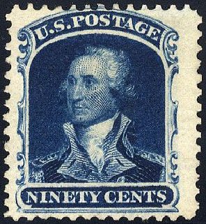US Stamps Value Scott Catalogue # 47: 1875 90c Washington Reprint. Cherrystone Auctions, Jan 2008, Sale 200801, Lot 1064