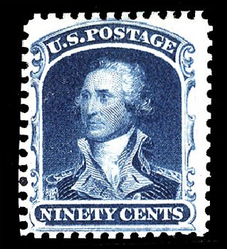 US Stamps Value Scott Catalog 47 - 1875 90c Washington Reprint. Cherrystone Auctions, Jan 2010, Sale 201001, Lot 55