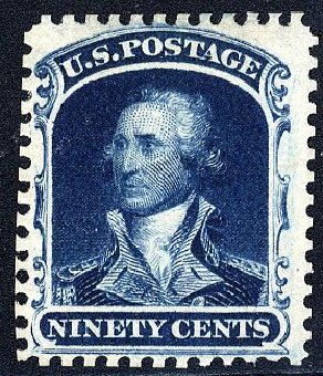 US Stamp Values Scott Catalog 47 - 90c 1875 Washington Reprint. Cherrystone Auctions, Jan 2008, Sale 200801, Lot 1063