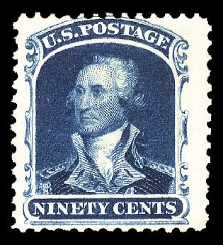 Values of US Stamp Scott Catalogue # 47 - 90c 1875 Washington Reprint. Cherrystone Auctions, Jan 2010, Sale 201001, Lot 56